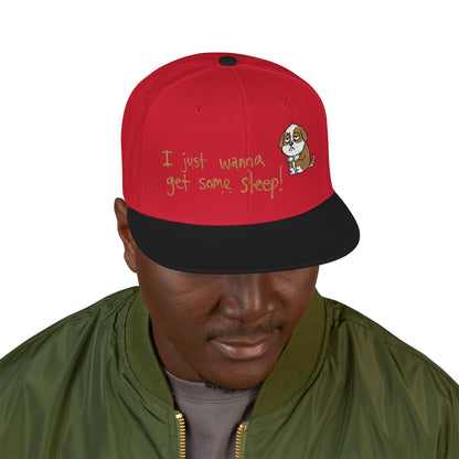 I just wanna get some sleep Embroidered Cute Puppy Snapback Hat