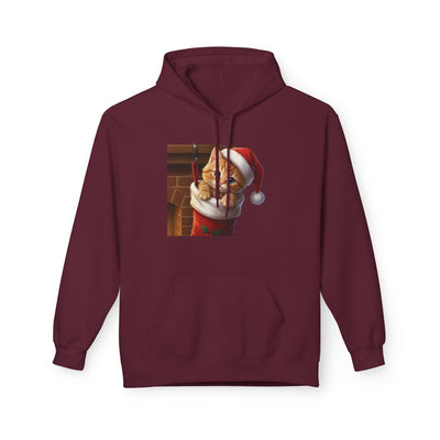 Adorable kitten hiding in Christmas stocking style 4 Cozy Graphic Unisex Midweight Softstyle Fleece Hoodie