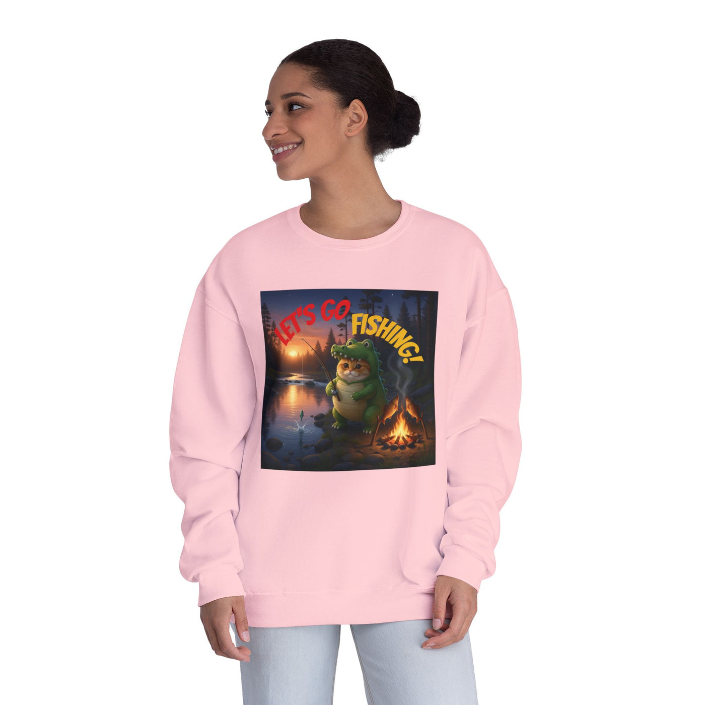 Crocodile Cat Fishing style 2 Unisex NuBlend® Crewneck Sweatshirt