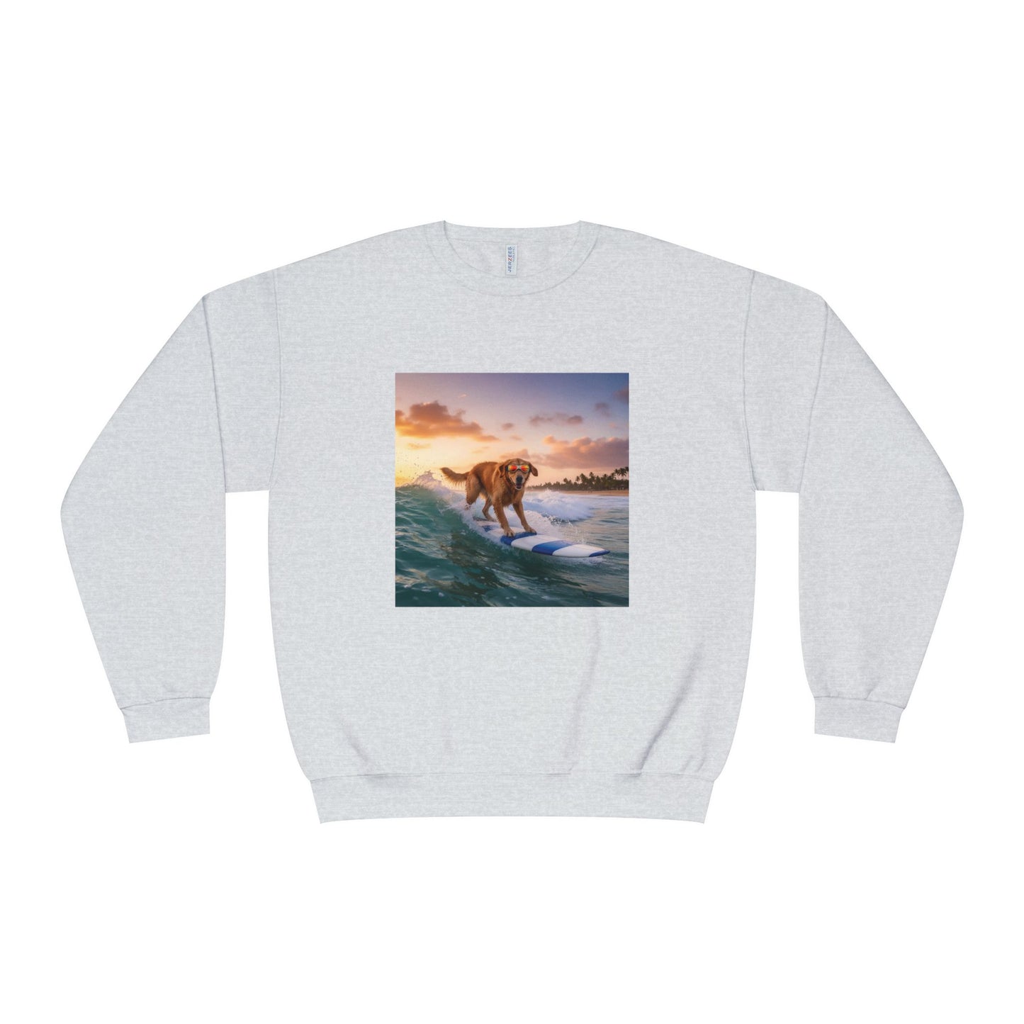 Surfing Dog Graphic Unisex NuBlend Crewneck Sweatshirt style 1