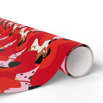 Dogs in Love Red Themed Wrapping Paper | Gift Wrap for Dog Lovers, Birthday, Holidays, Parties, Special Occasions, Pet Themed Gifts