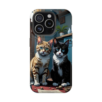 Cute Cats Magnetic Phone Case comic style 4, Cat Lover Gift, Impact-Resistant iPhone Case, Funny Pet Accessory, Unique Animal Design