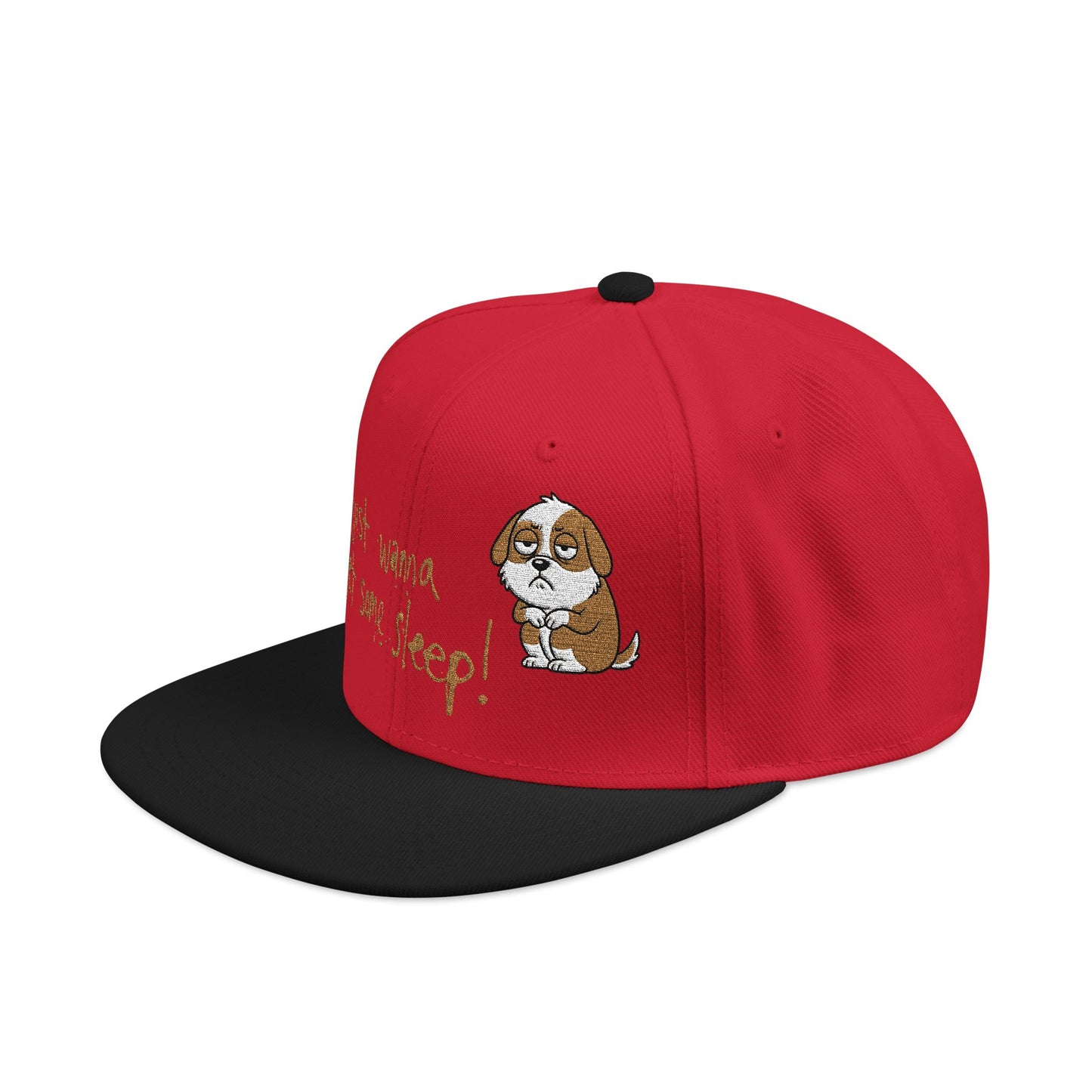 I just wanna get some sleep Embroidered Cute Puppy Snapback Hat