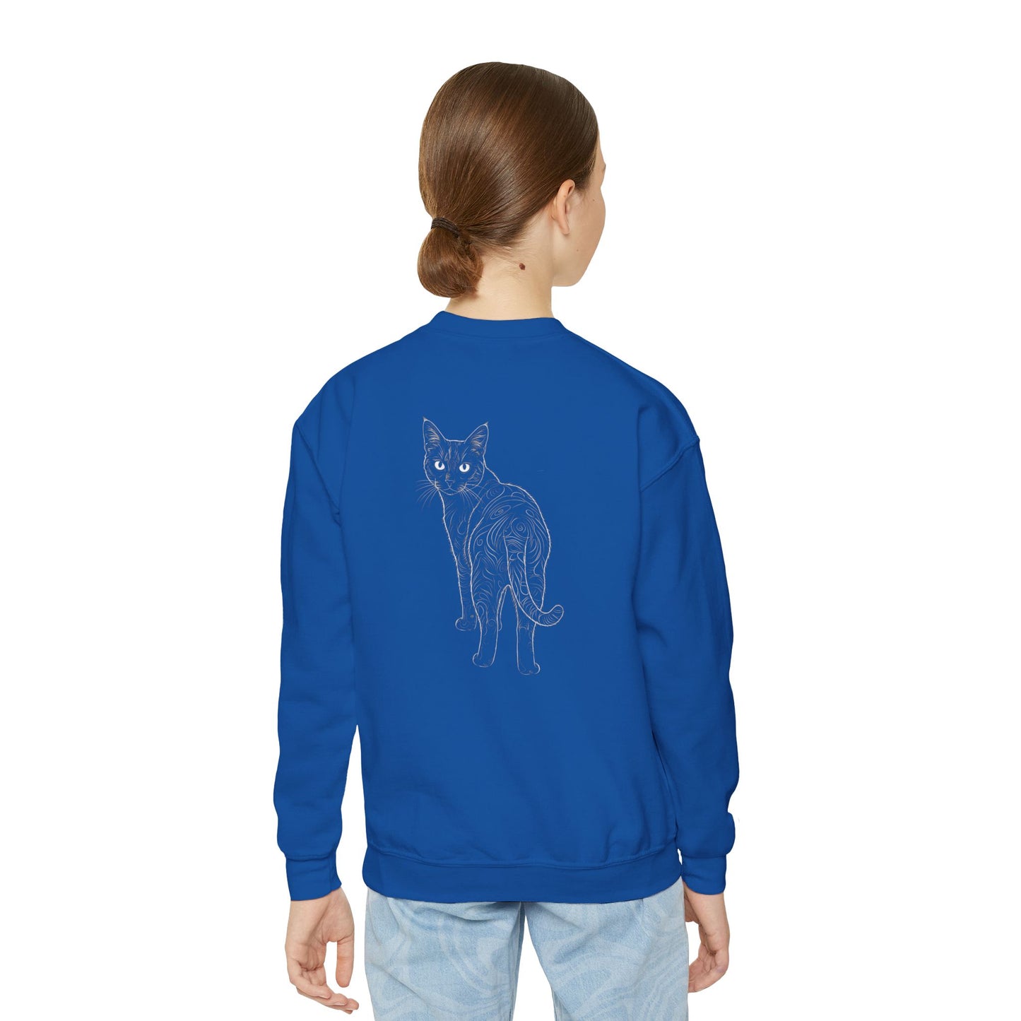 Black Cat - Cozy Unisex Youth Crewneck Sweatshirt style 1