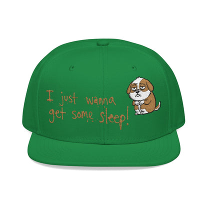 I just wanna get some sleep Embroidered Cute Puppy Snapback Hat