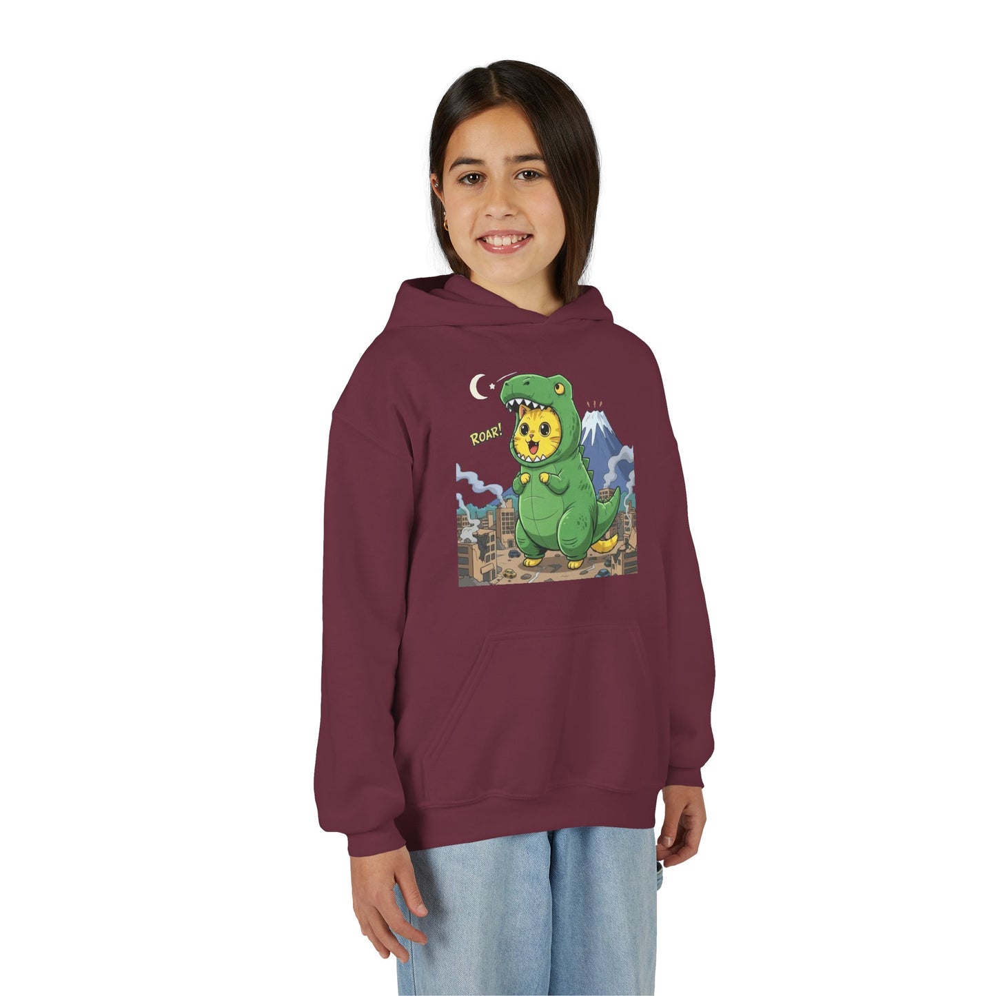 Cat cosplay Godzilla Unisex Kids Hoodie style 1