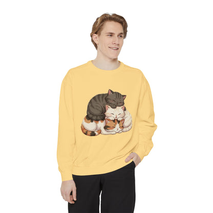 3 Cute Sleeping Cats Cozy Graphic Unisex Crewneck Sweatshirt style 3