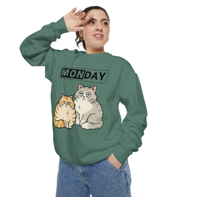 Monday Face Cat Stares Blankly Unisex Crewneck Sweatshirt style 1