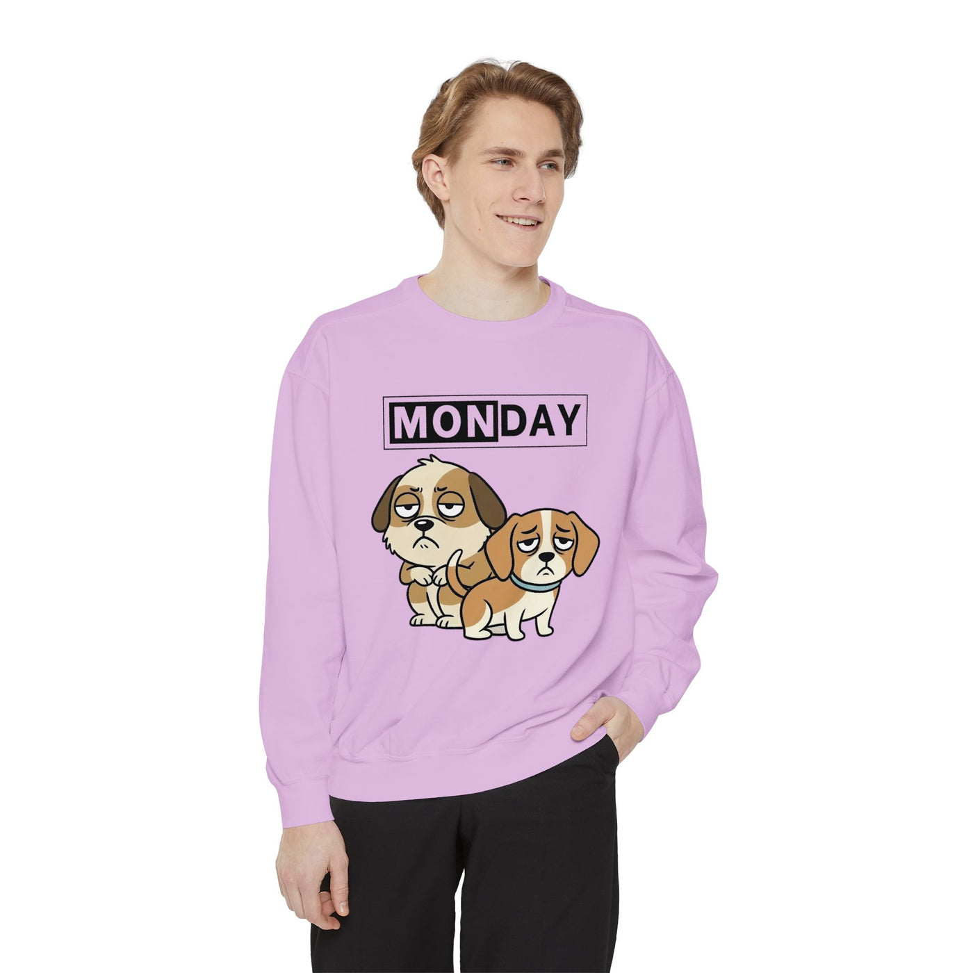 Monday Face Dog Stares Blankly Unisex Crewneck Sweatshirt style 1