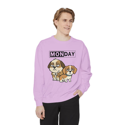 Monday Face Dog Stares Blankly Unisex Crewneck Sweatshirt style 1