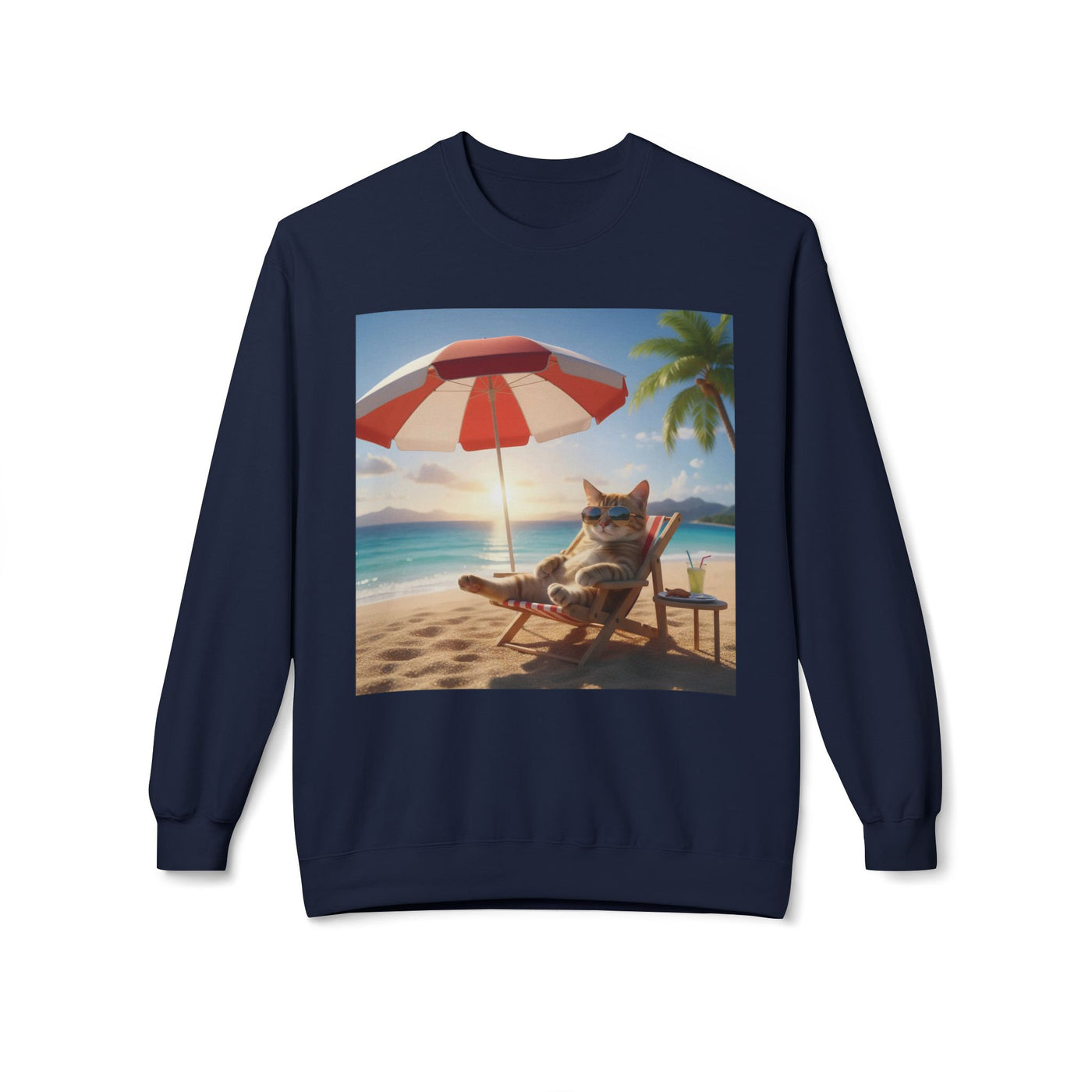 Beach Vibes Cat Crewneck Sweatshirt