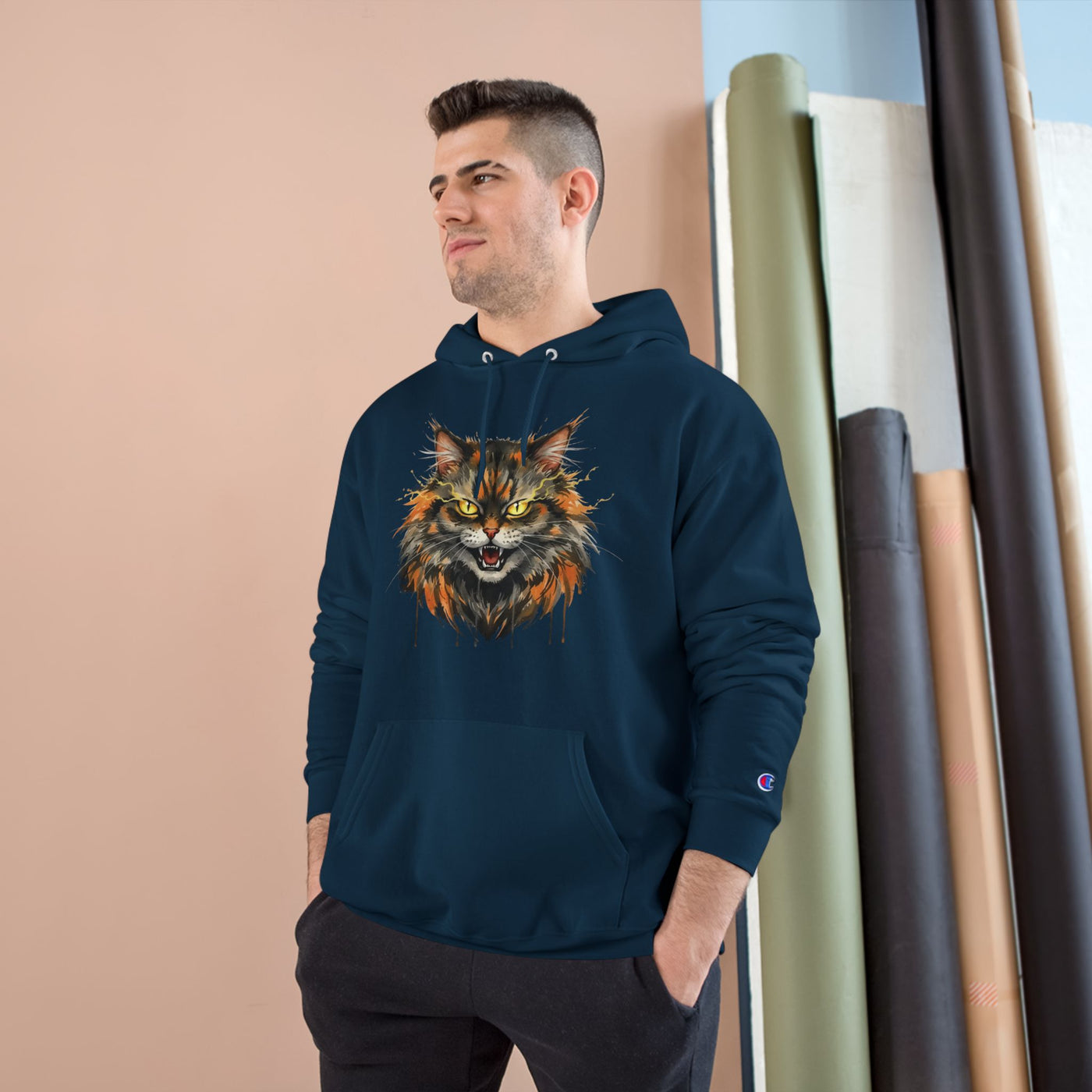 Mad Cat style 1 Men and Women Champion Hoodie