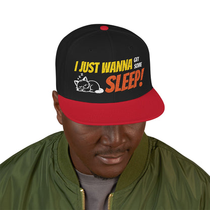I just wanna get some sleep Embroidered Cute Cat Snapback Hat