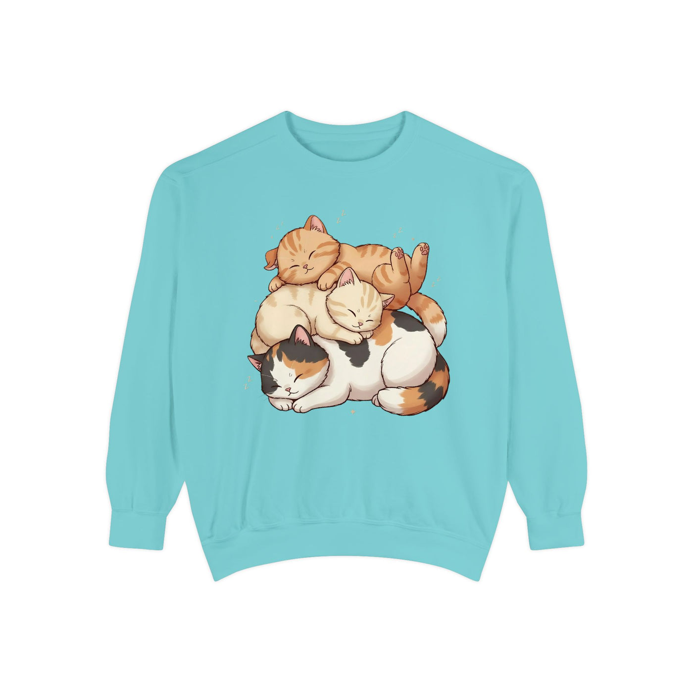 3 Cute Sleeping Cats style 1 Cozy Graphic Unisex Crewneck Sweatshirt