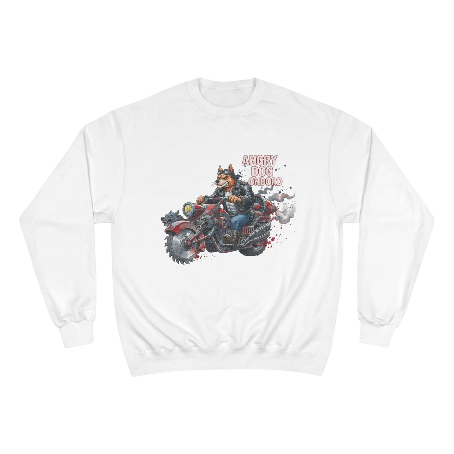 Angry Dog Onboard Graphic Champion Crewneck Sweatshirt style 3
