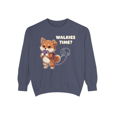 Cute Dog Walk Time style 3 Cozy Graphic Unisex Crewneck Sweatshirt
