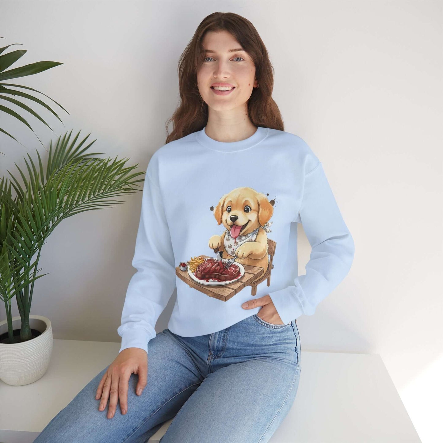 Watercolor Dog painting Unisex Crewneck Sweatshirt style 1