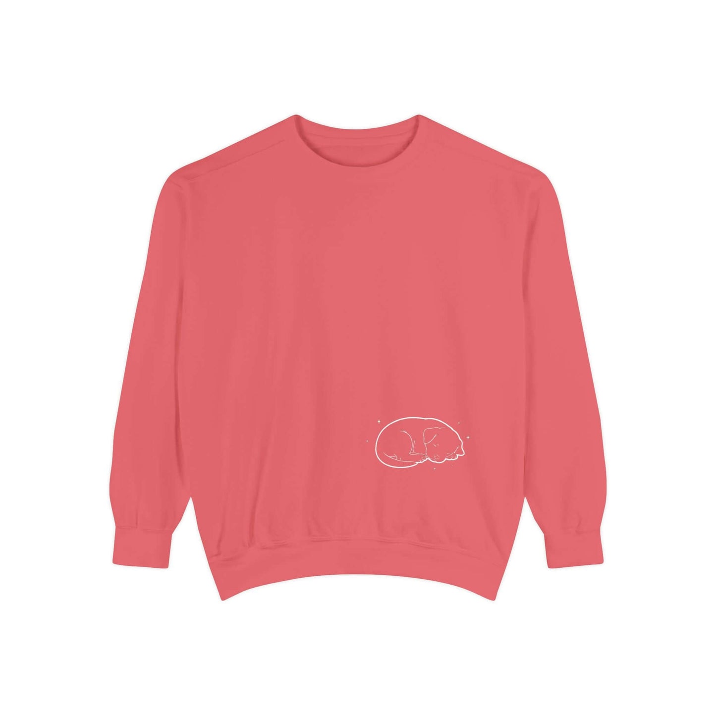 Sleeping dog shadow Cozy Graphic Unisex Crewneck Sweatshirt - White