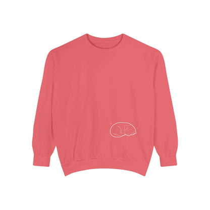 Sleeping dog shadow Cozy Graphic Unisex Crewneck Sweatshirt - White