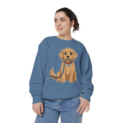 Cute Dog Walk Time style 2 Cozy Graphic Unisex Crewneck Sweatshirt