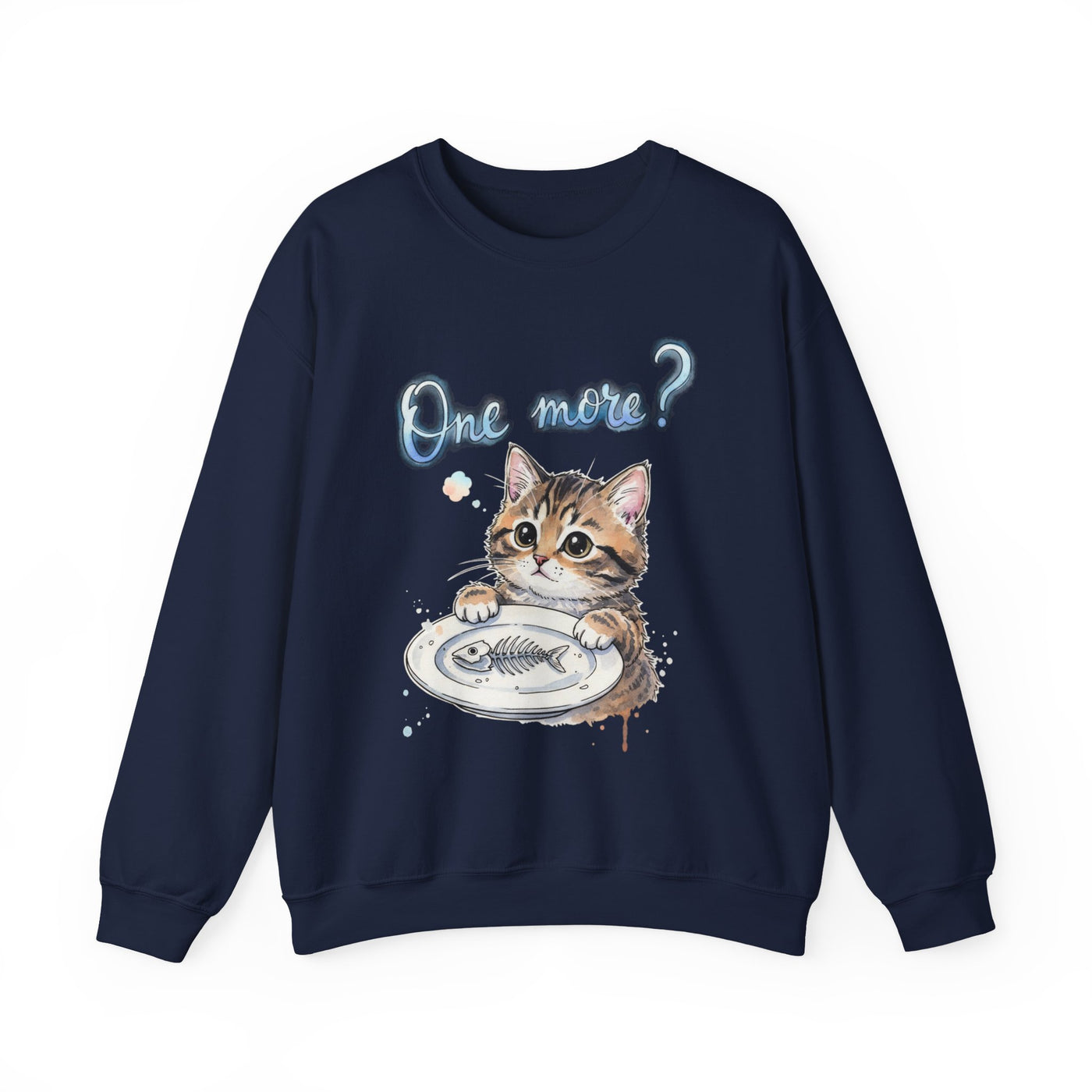 Watercolor painting style 3 Men & Women Cute Cat Pile Crewneck Sweatshirt