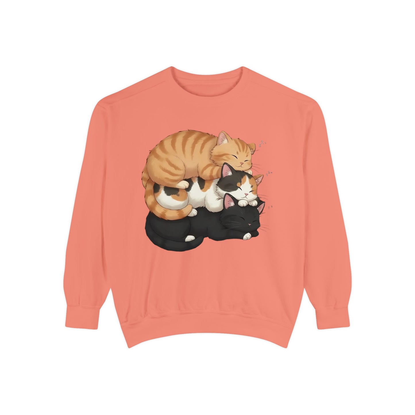 3 Cute Sleeping Cats Cozy Graphic Unisex Crewneck Sweatshirt style 5