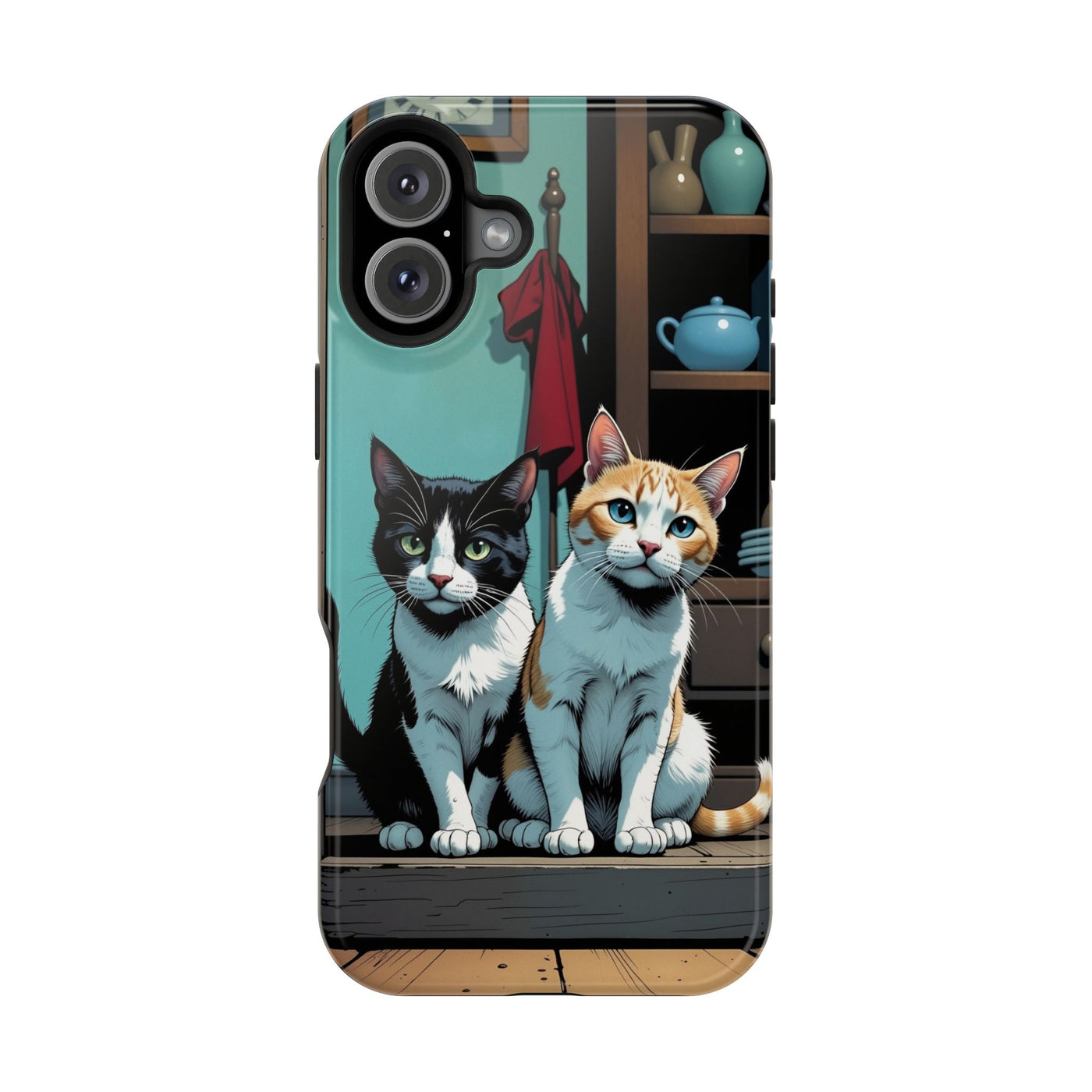 Cute Cats Magnetic Phone Case comic style 3, Cat Lover Gift, Impact-Resistant iPhone Case, Funny Pet Accessory, Unique Animal Design