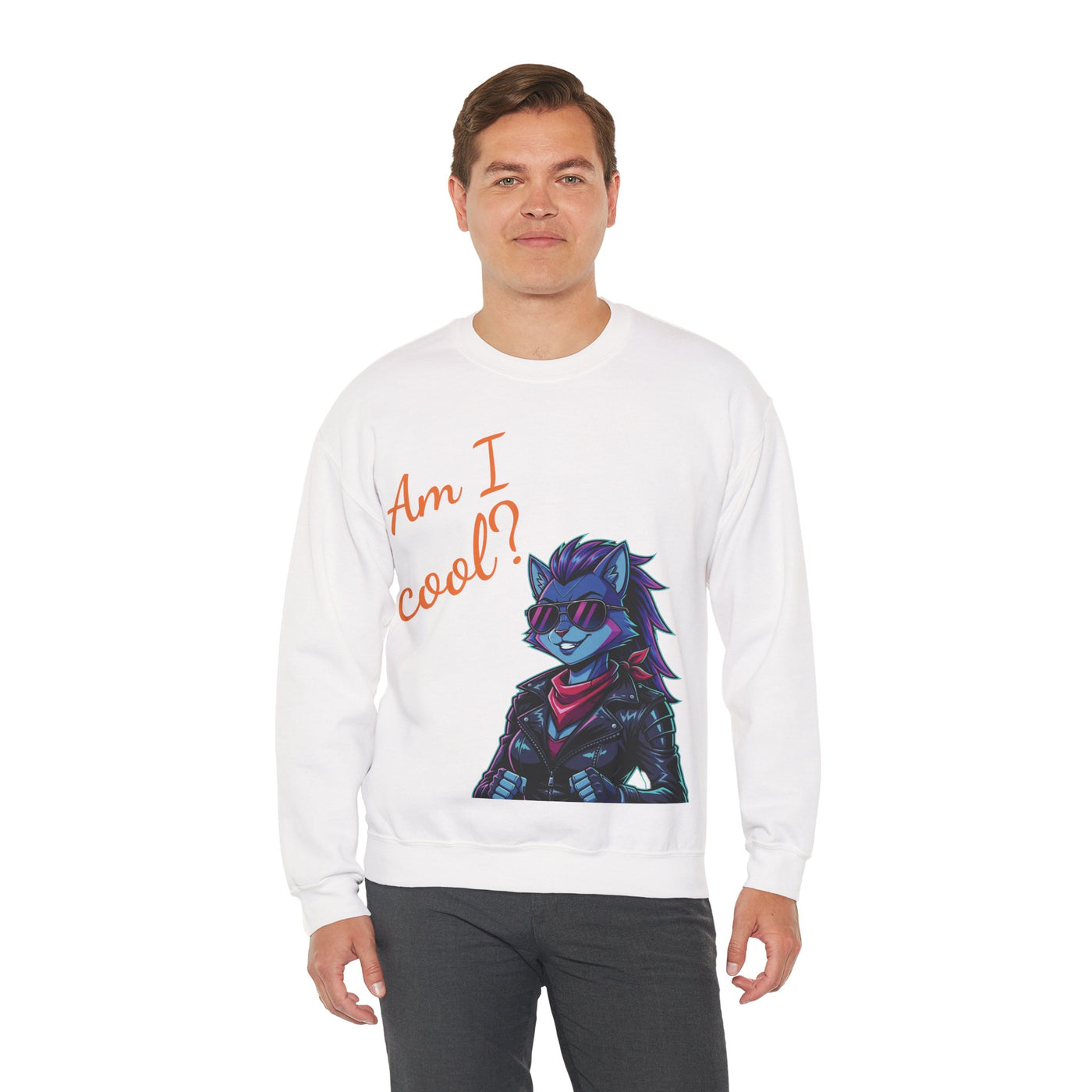 Cool Cat style 2 Unisex Crewneck Sweatshirt | Cozy Gift for Cat Lovers, Casual Wear, Unique Graphic Sweatshirt, Birthday Gift, Everyday Style