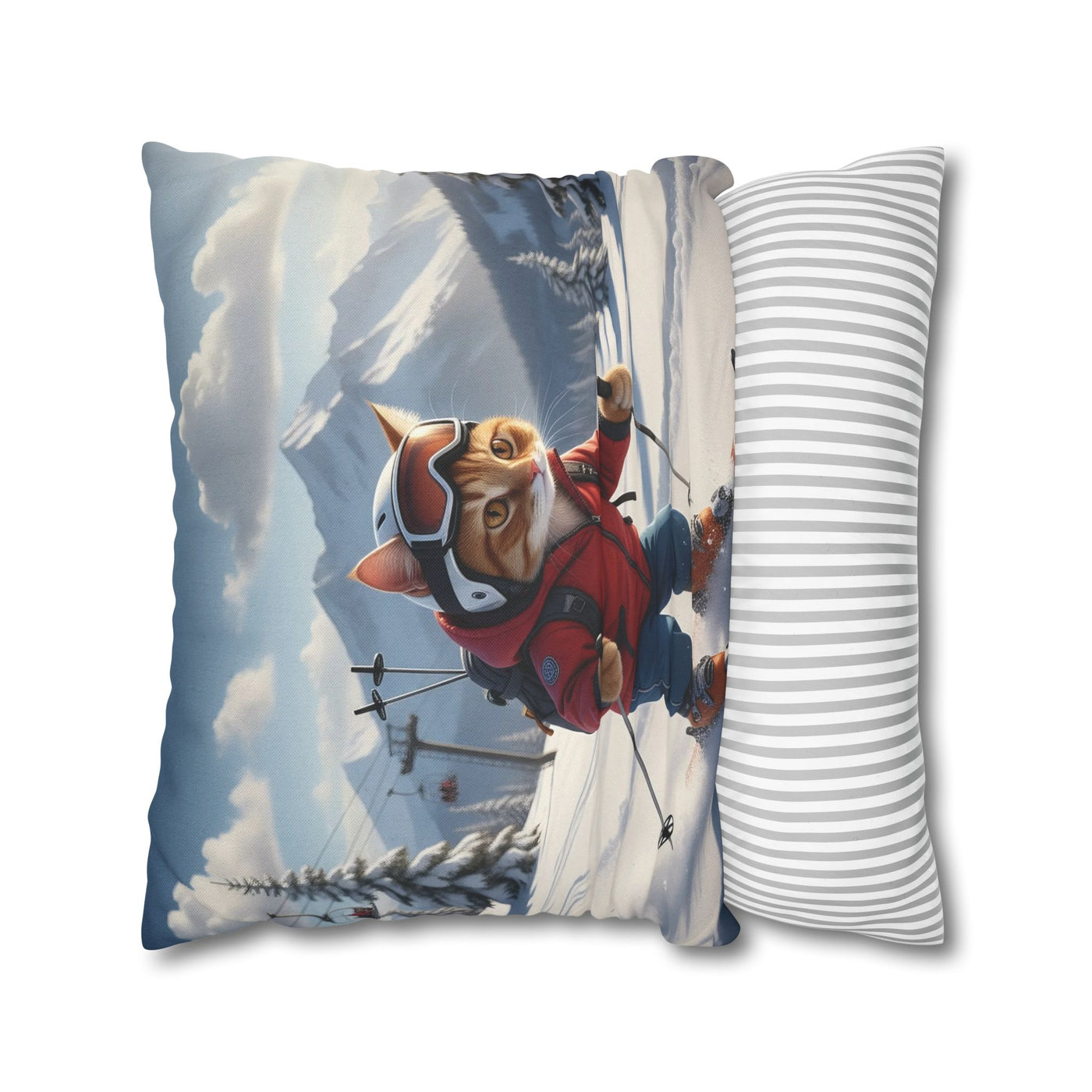Skiing Cat Pillowcase - Fun & Cozy Decorative Pillowcase