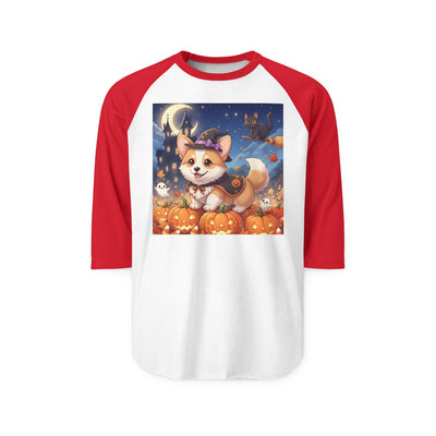 Halloween cute puppy anime style 4 Raglan Shirt, Cute Pet Shirt, Fall Apparel, Unisex Halloween Outfit, Gift for Dog Lovers, Spooky Season Tee
