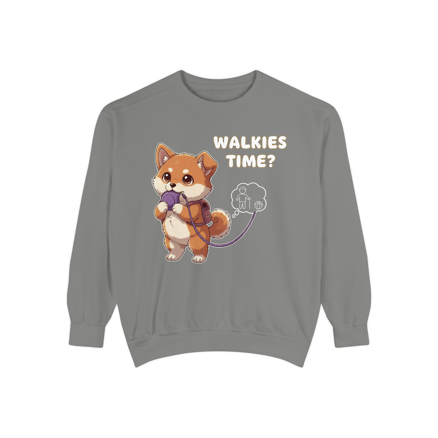 Cute Dog Walk Time style 3 Cozy Graphic Unisex Crewneck Sweatshirt