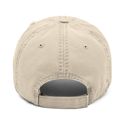 Cats Lover Distressed Embroidered Cap Dad Hat Brown Words