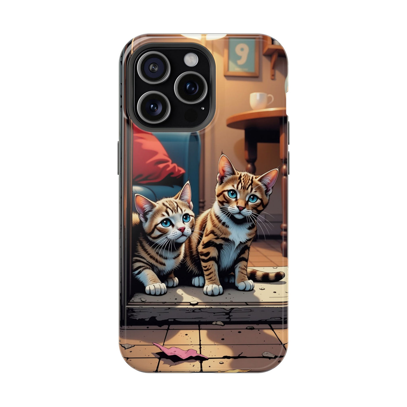 Cute Cats Magnetic Phone Case comic style 1, Cat Lover Gift, Impact-Resistant iPhone Case, Funny Pet Accessory, Unique Animal Design
