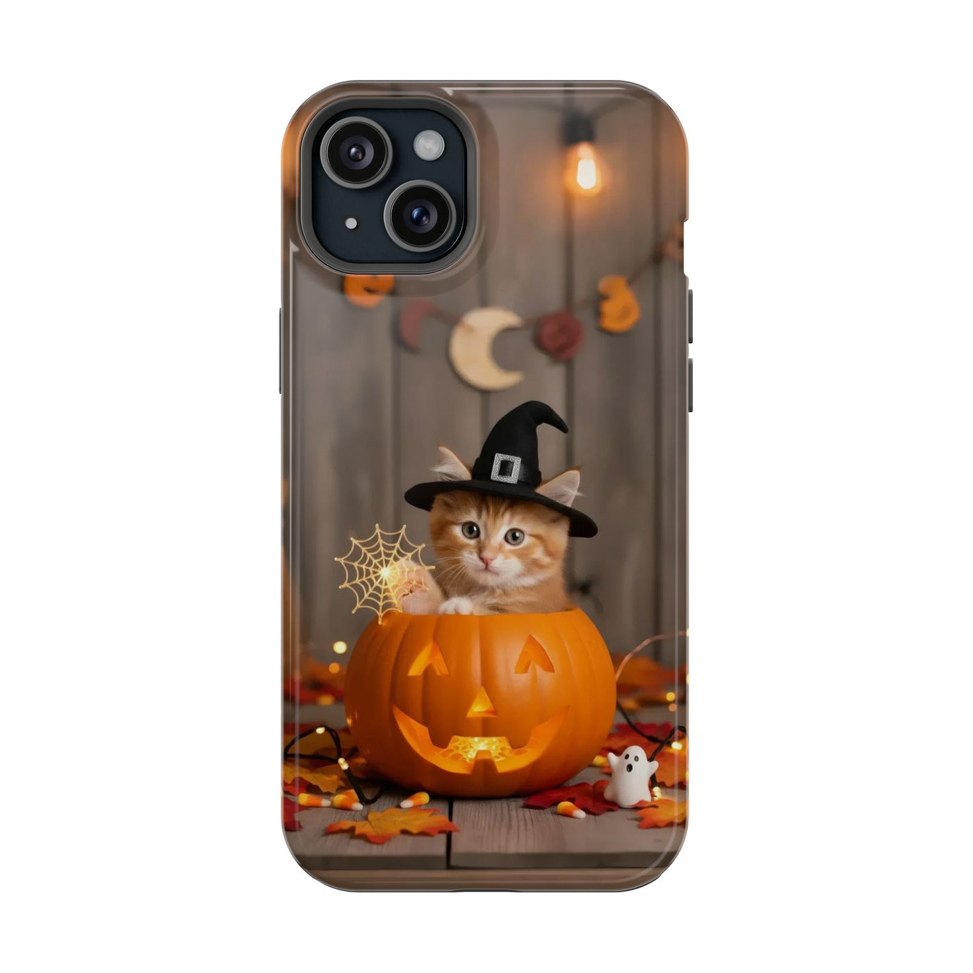 Halloween cute kitten photo style 2 Magnetic Phone Case, Cat Lover Gift, Impact-Resistant iPhone Case, Funny Pet Accessory, Unique Animal Design