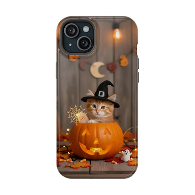 Halloween cute kitten photo style 2 Magnetic Phone Case, Cat Lover Gift, Impact-Resistant iPhone Case, Funny Pet Accessory, Unique Animal Design