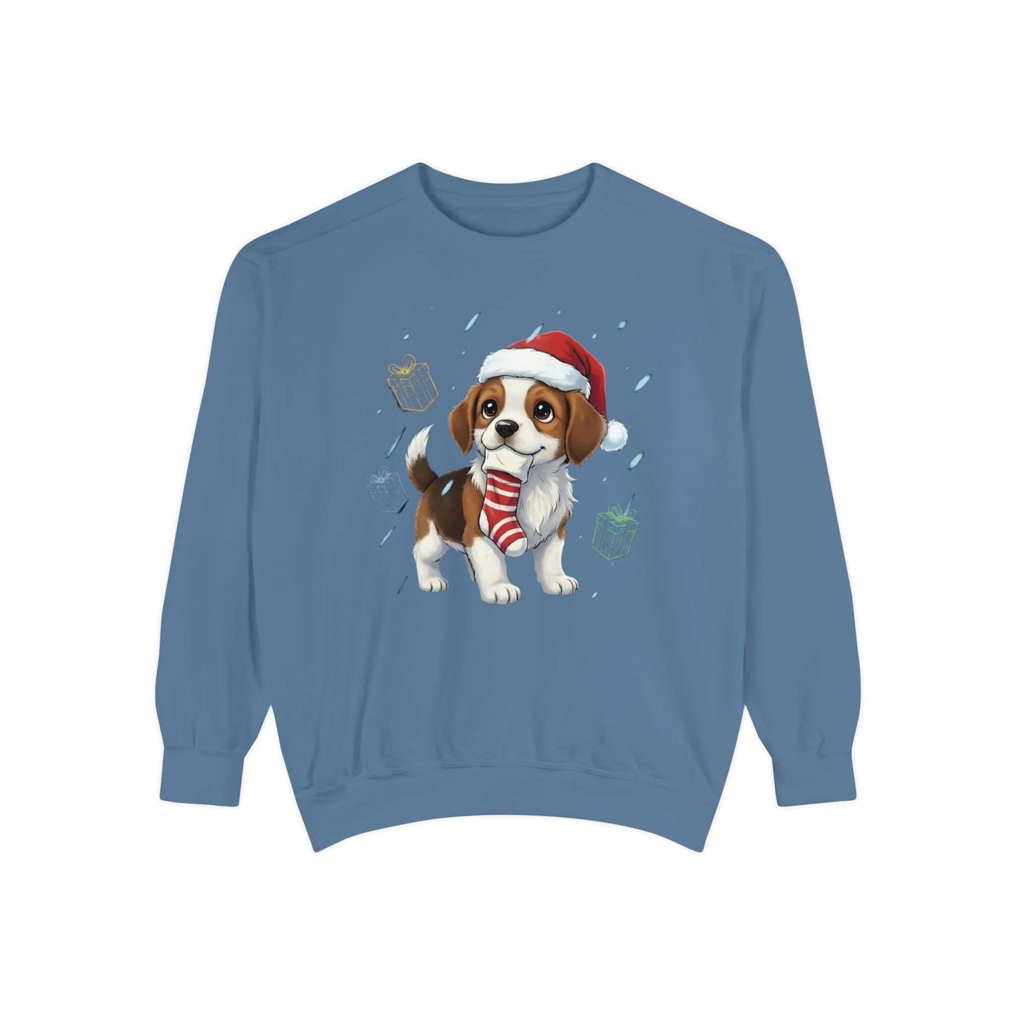 Puppy wait for Christmas presents Unisex Crewneck Sweatshirt style 6