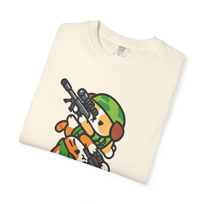 Cute Soldier Sniper Dog & Cat Unisex Graphic T-Shirt