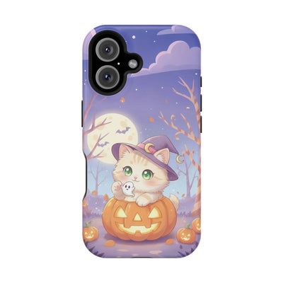 Halloween cute kitten anime style 1 Magnetic Phone Case, Cat Lover Gift, Impact-Resistant iPhone Case, Funny Pet Accessory, Unique Animal Design