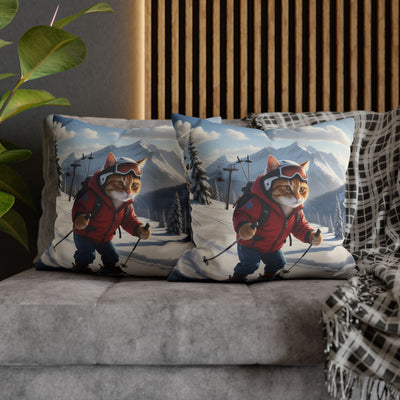 Skiing Cat Pillowcase - Fun & Cozy Decorative Pillowcase