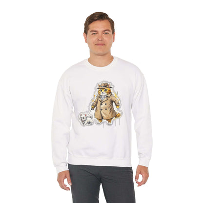 Watercolor Cat & Dog painting Unisex Crewneck Sweatshirt style 1