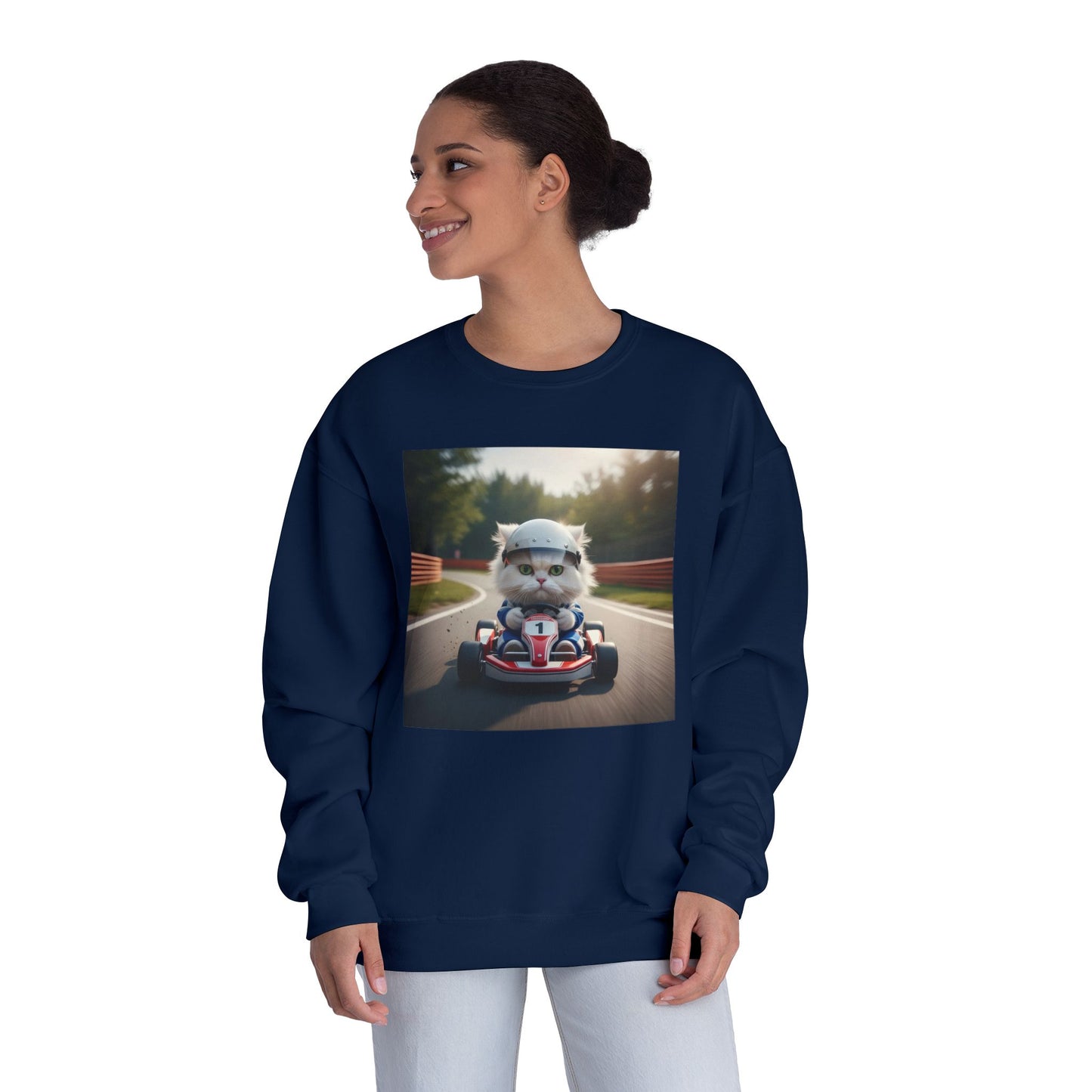 Go Kart Cat Unisex NuBlend Crewneck Sweatshirt style 1