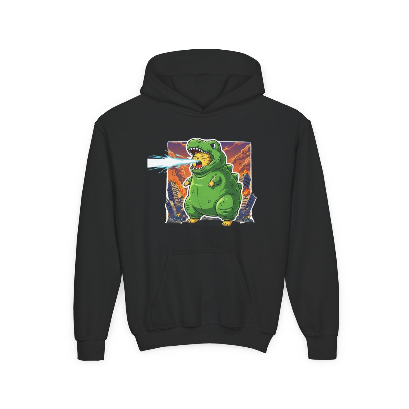 Cat cosplay Godzilla style 3 Unisex Kids Hoodie - Fun & Cozy Heavy Blend Sweatshirt with Cute Design
