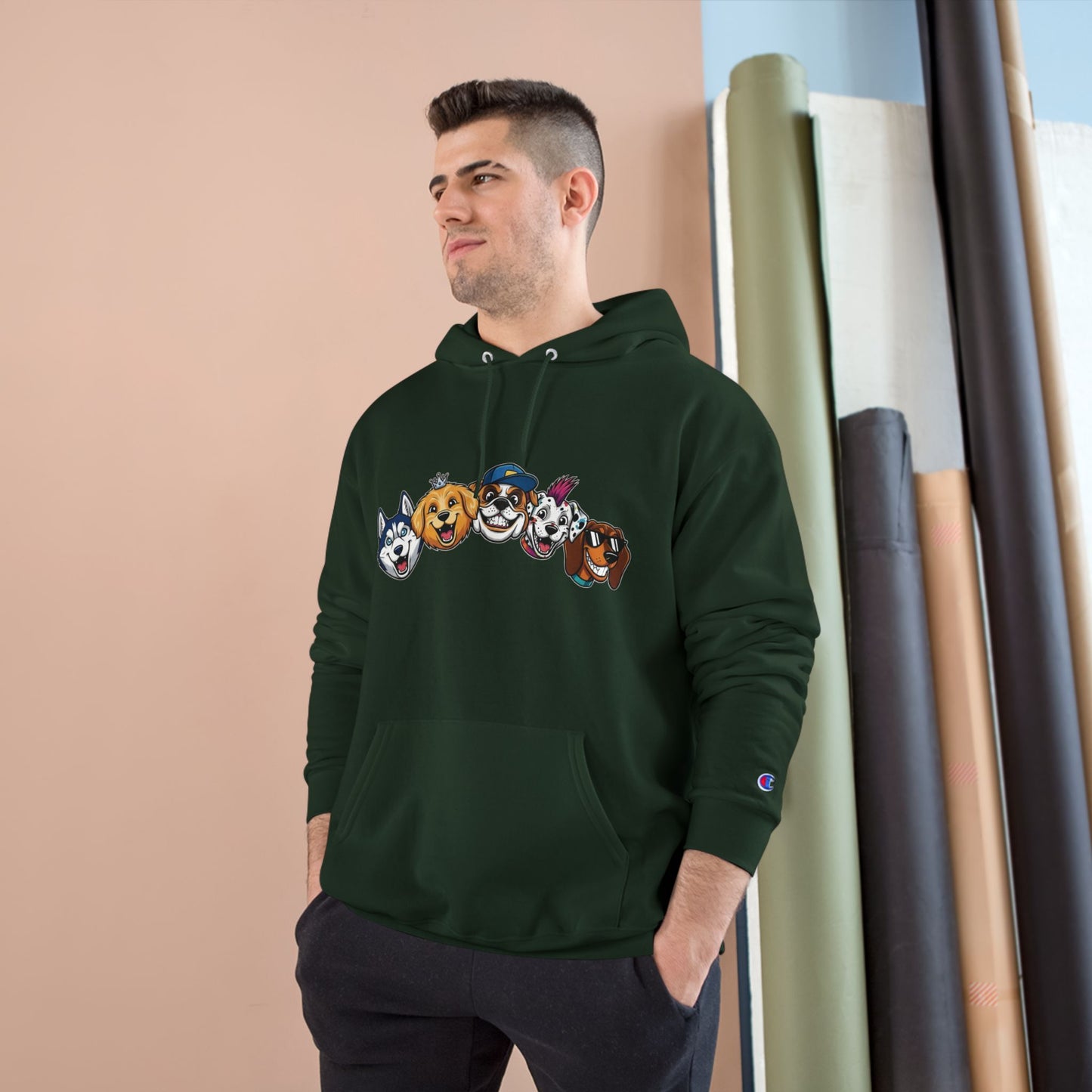 Playful Dog Faces Cozy Unisex Champion Pullover Hoodie