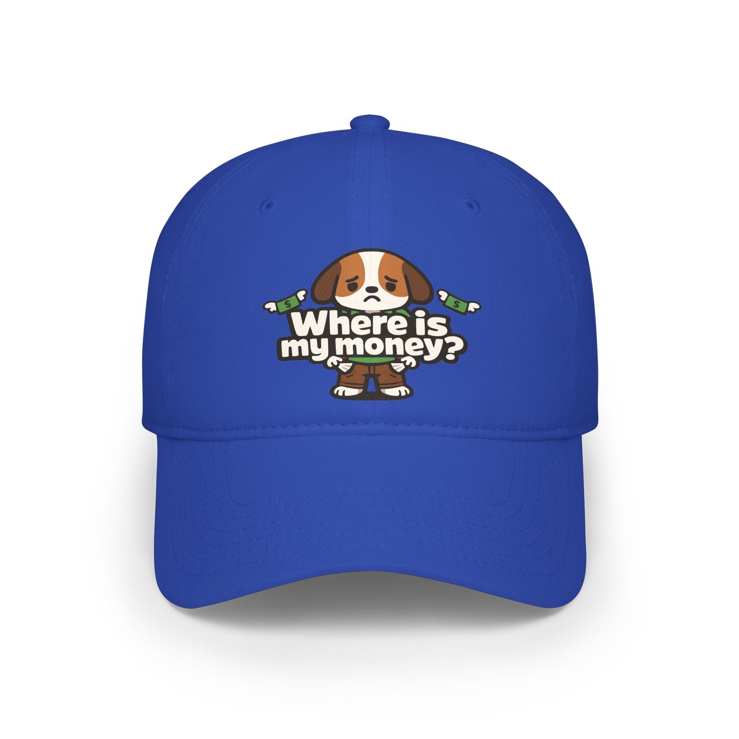 Where is my money Cute Dog Low Profile Cap Hat