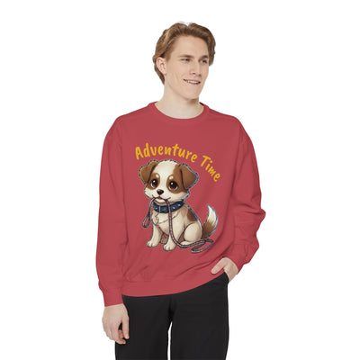 Cute Dog Walk Time style 4 Cozy Graphic Unisex Crewneck Sweatshirt