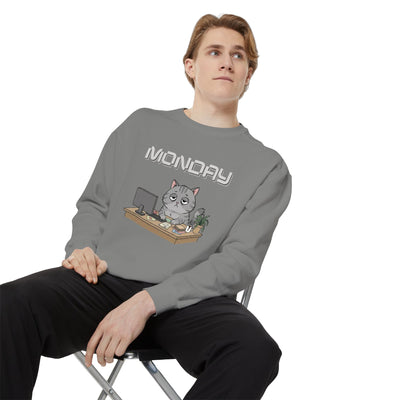 Monday Face Cat Stares Blankly Unisex Crewneck Sweatshirt style 2