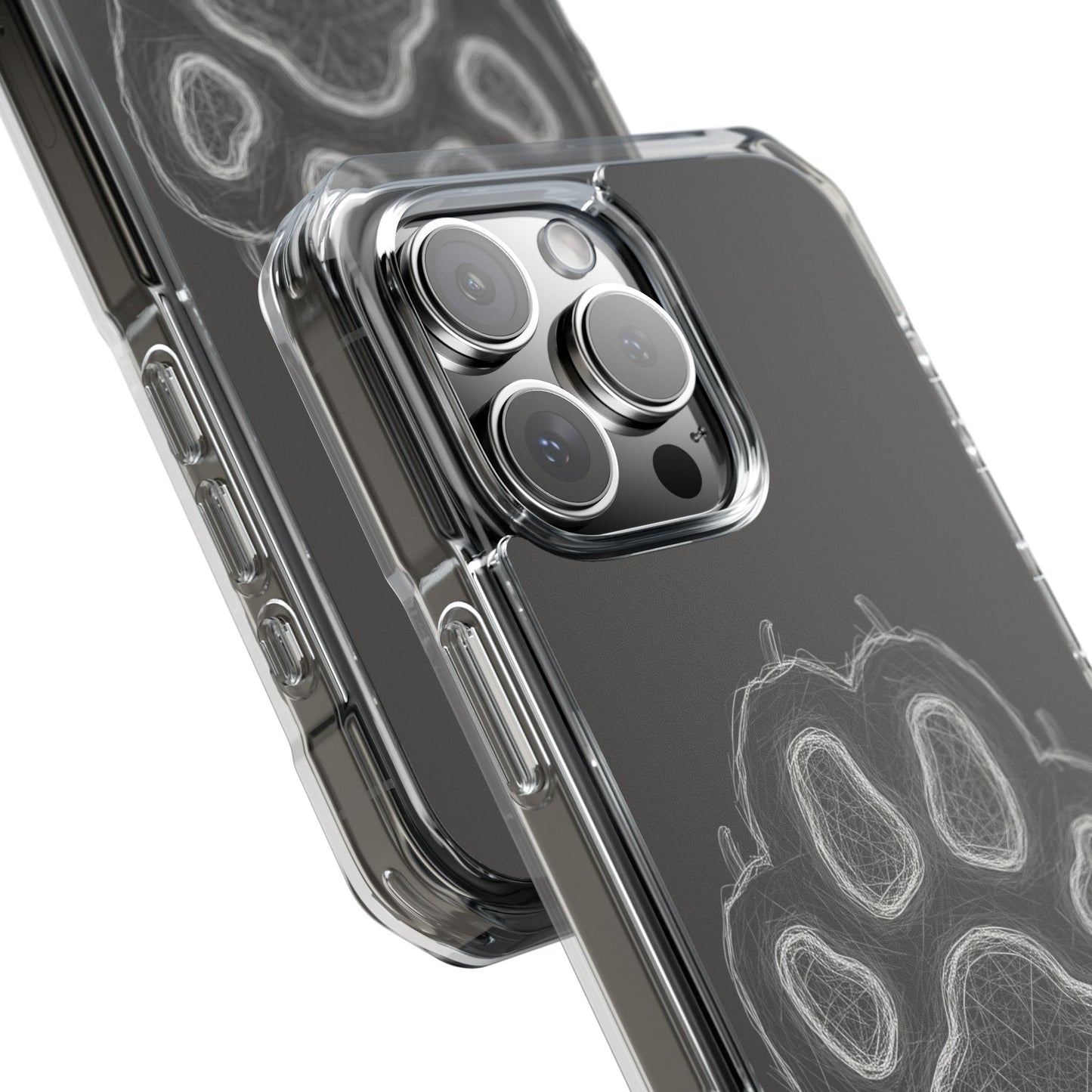 Grey Cat Paw Print Magnetic iPhone Case