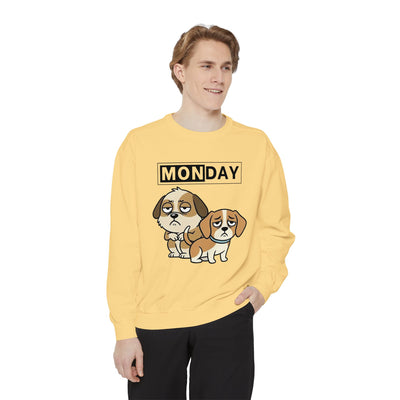 Monday Face Dog Stares Blankly Unisex Crewneck Sweatshirt style 1