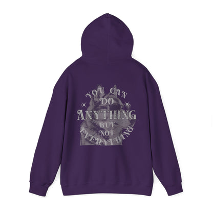 Dog Lover plus Slogan on Back Unisex Pullover Hoodie featuring a graphic that reads 'You can do anything but not everything'.
