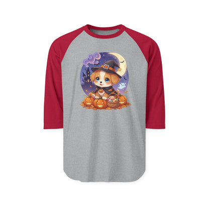 Halloween Cute Puppy Anime Unisex Raglan Shirt style 5